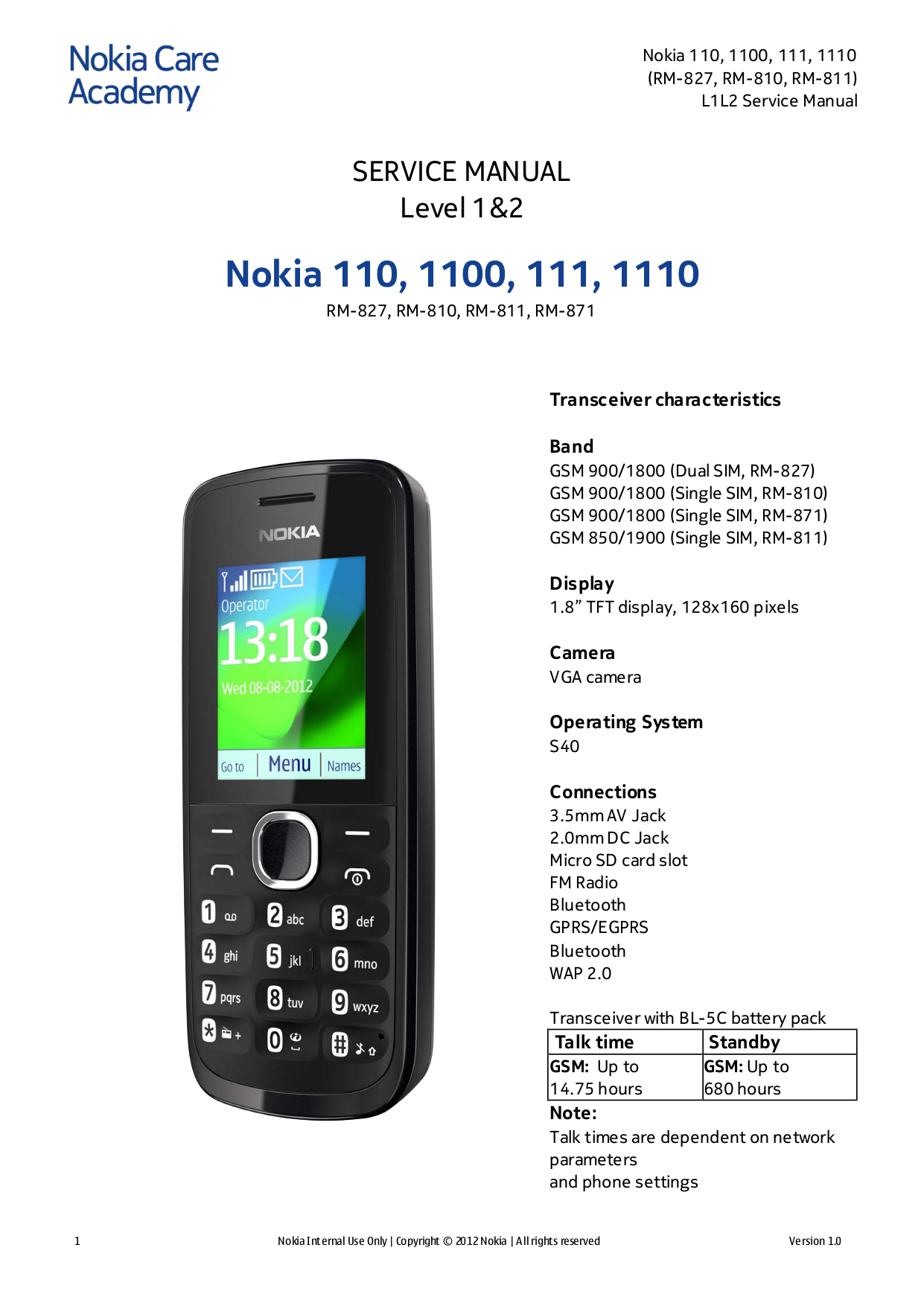 Download free pdf for Nokia 1110i Cell Phone manual